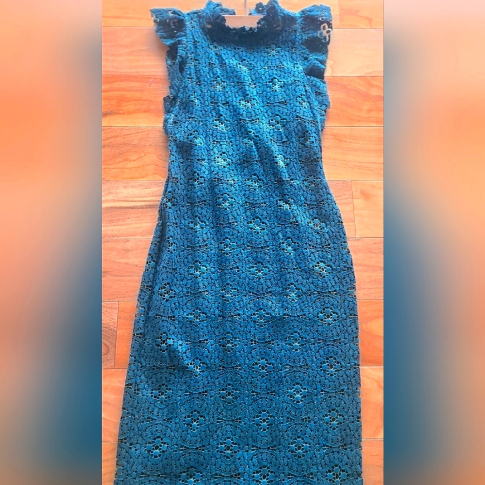 Zara Emerald Green Lace Dress Size Small